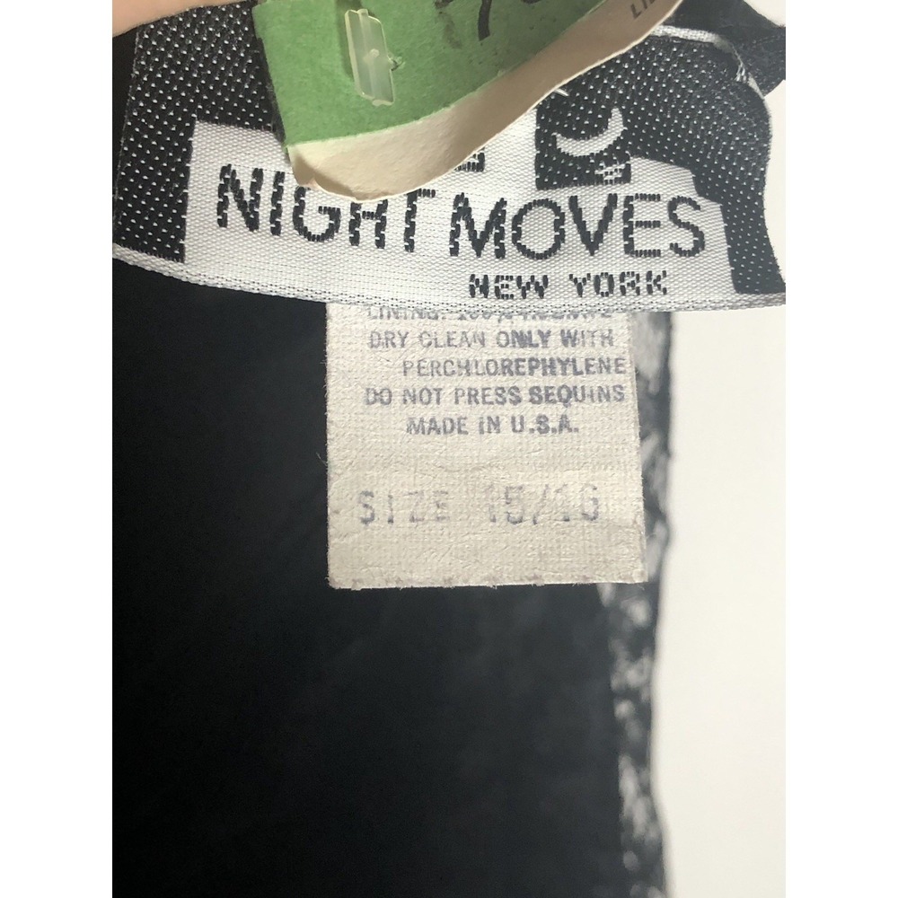 Vtg 90s Goth Lace Sequin Dress Black Whimsygoth Witchy 39-33-39 DAMAGED/STAIND L - Picture 9 of 15